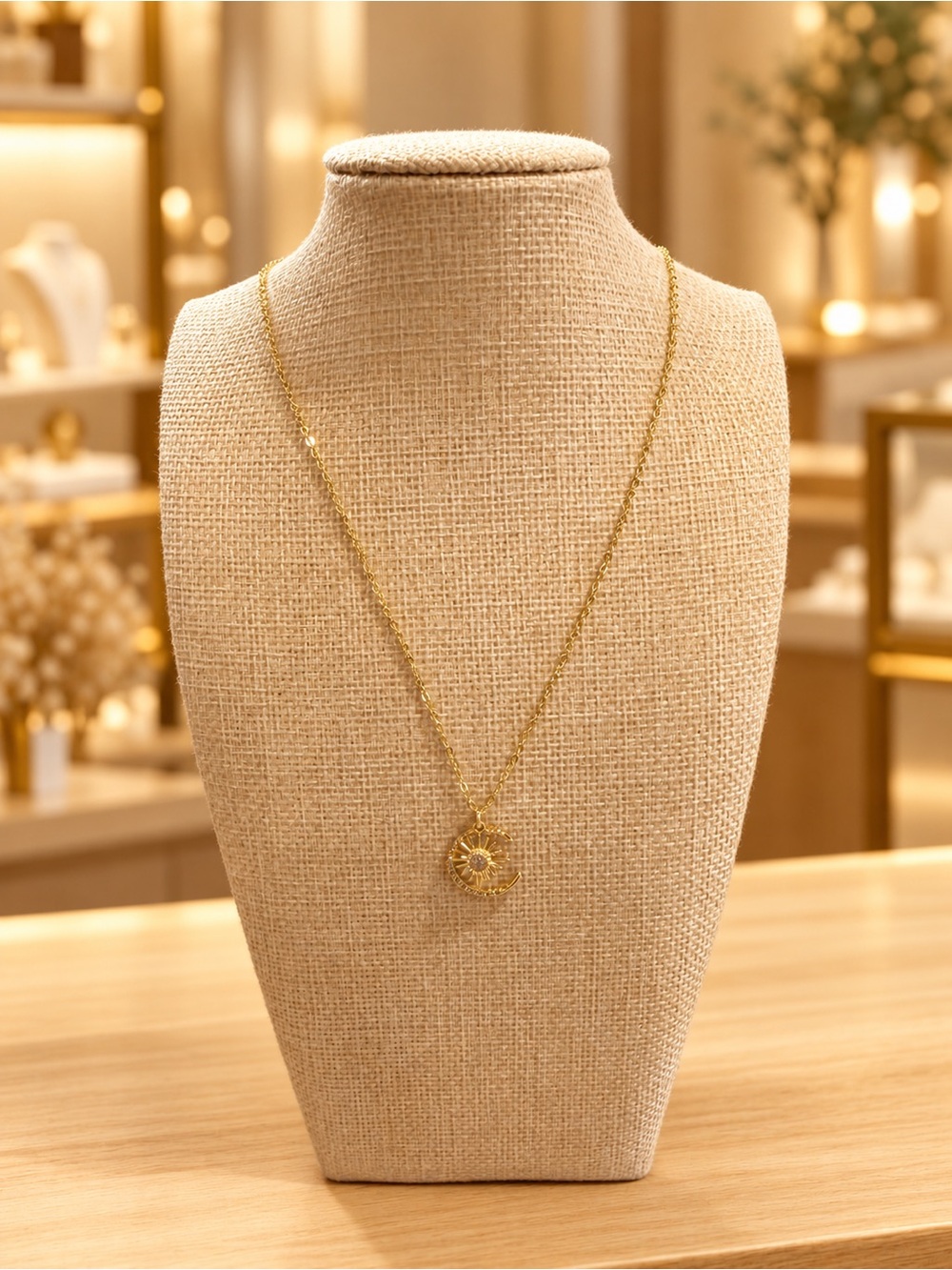 VB&CO GOLD STAR AND MOON NECKLACE
